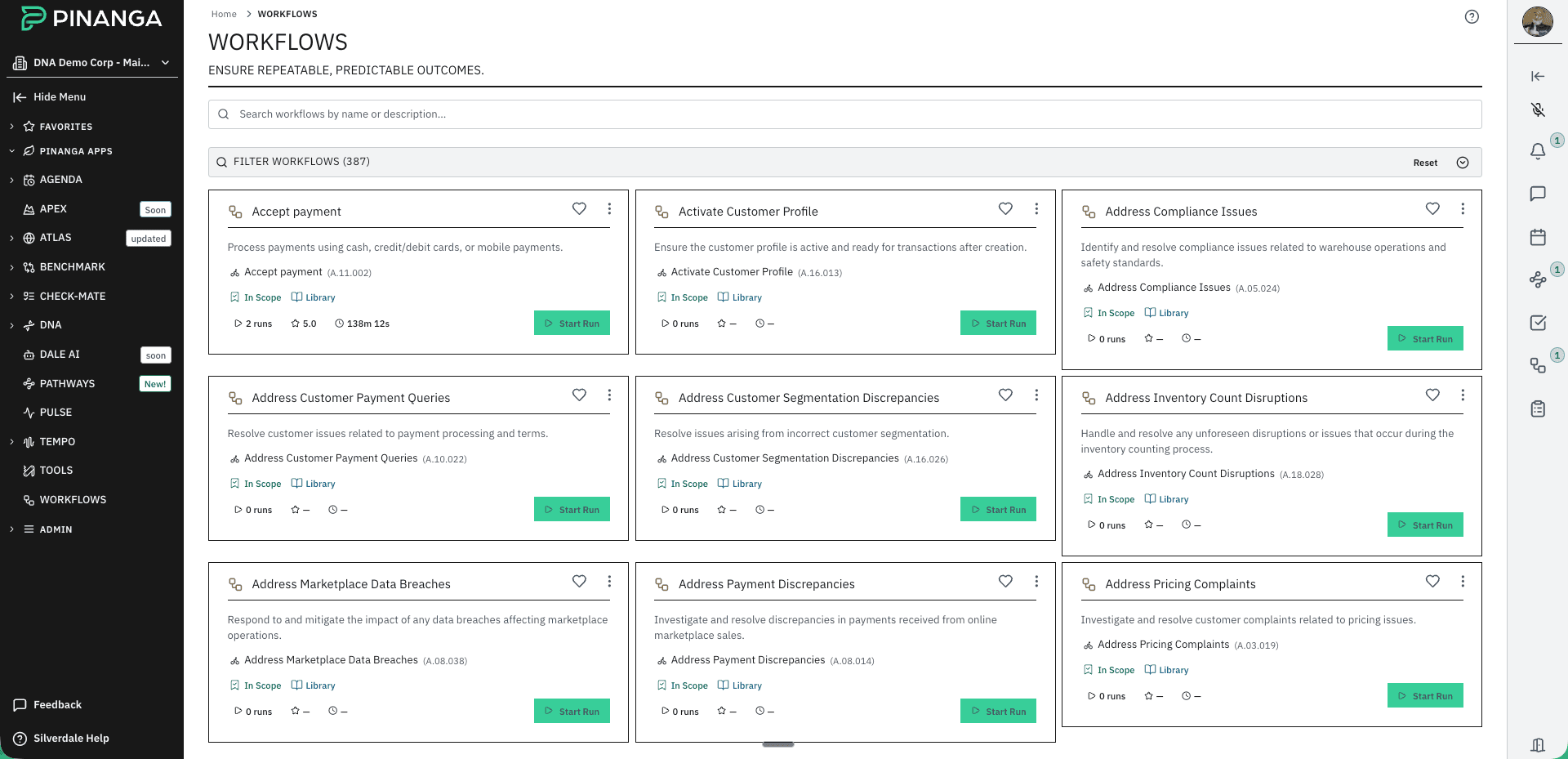 Workflows module screenshot